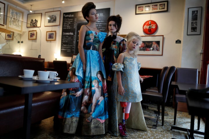 Daisy-May modelling a Lulu et Gigi gown in Paris.