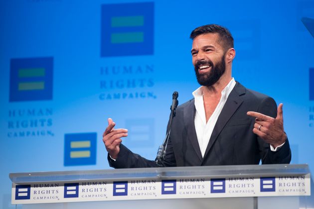 Ricky Martin em discurso durante 23º edição do jantar da Human Rights Campaign National, em Washington, nos Estados Unidos. 