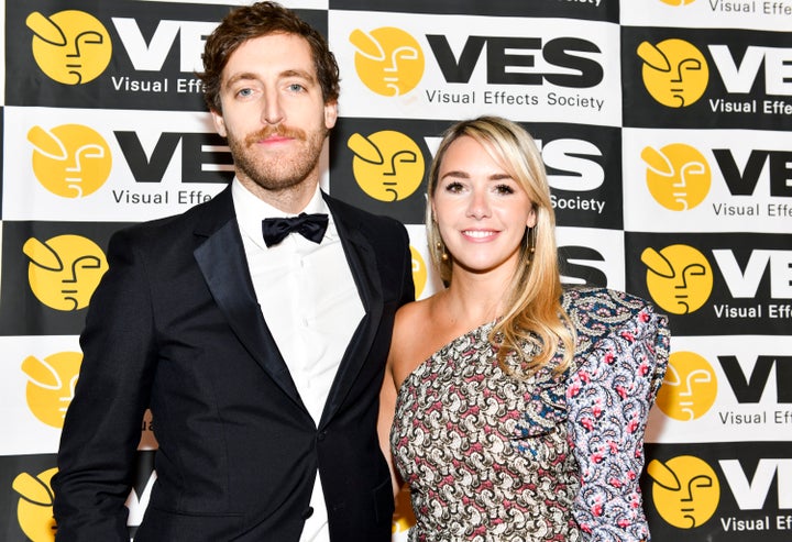 Thomas Middleditch (L) and Mollie Gates attend 17th Annual VES Awards at The Beverly Hilton Hotel on Feb. 5. 