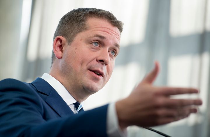 Conservative Leader Andrew Scheer addresses the media during a morning announcement in Toronto on Oct. 1, 2019.