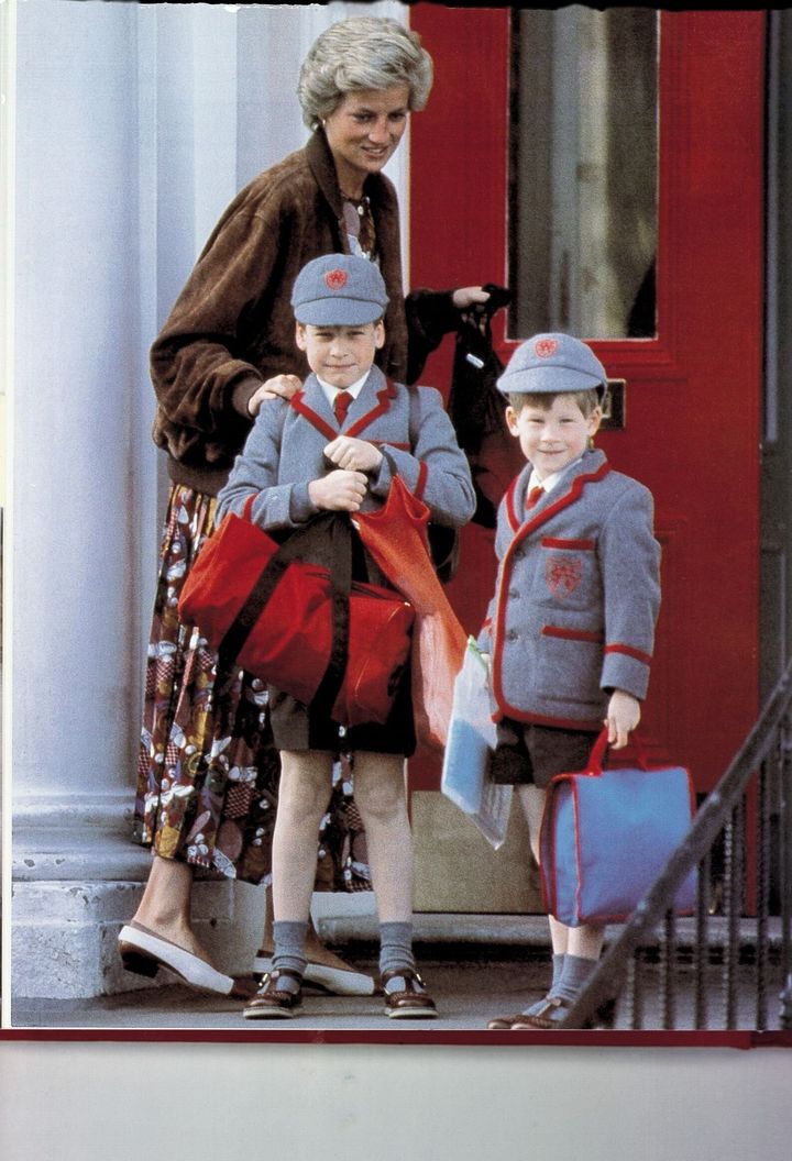 Princess Diana and her children in 1990