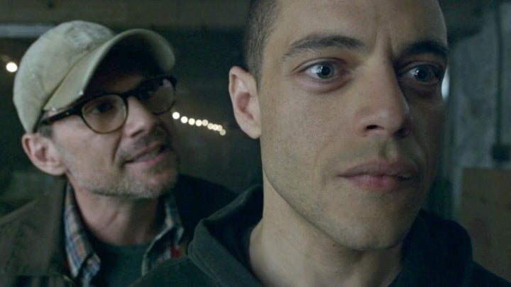 Christian Slater and Rami Malek in "Mr. Robot"