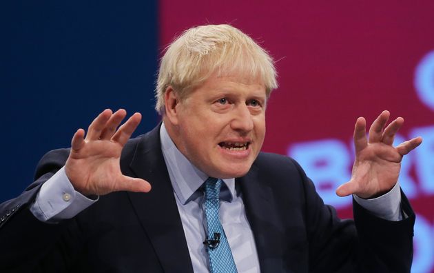 Prime Minister Boris Johnson delivering his keynote speech on the final day of the Conservative Party Conference