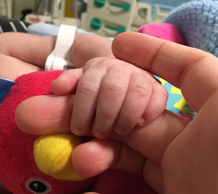 Baby Ned's hand while in hospital.