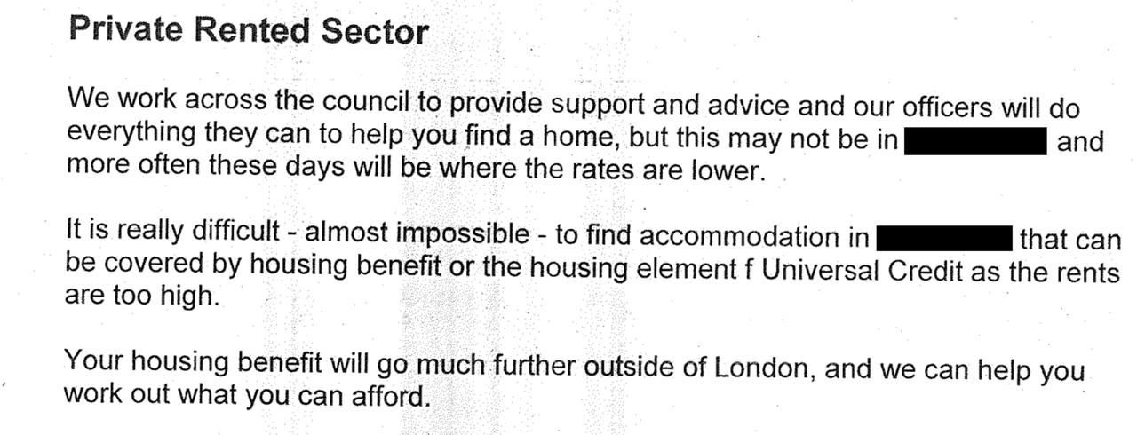 A section from a personalised housing plan.