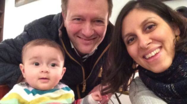 Nazanin Zaghari-Ratcliffe with husband Richard and Gabriella as a baby 