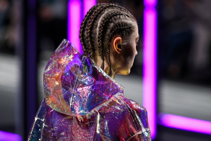 It's all too common for designers to walk white models down the runway in cornrows. This model walked the runway during Gon&ccedil;alo Peixoto's show at Lisbon Fashion Week on March 10.