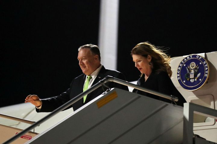 Από την άφιξη του υπουργού Εξωτερικών των ΗΠΑ Μάικ Πομπέο και της συζύγου του Σούζαν στο αεροδρόμιο Ελευθέριος Βενιζέλος. Αθήνα 4 Οκτωβρίου 2019.