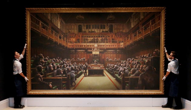 約13億円で落札されたバンクシー作品 この絵にもまた 見る者を驚嘆させる仕掛けがあった 展示ルポ ハフポスト