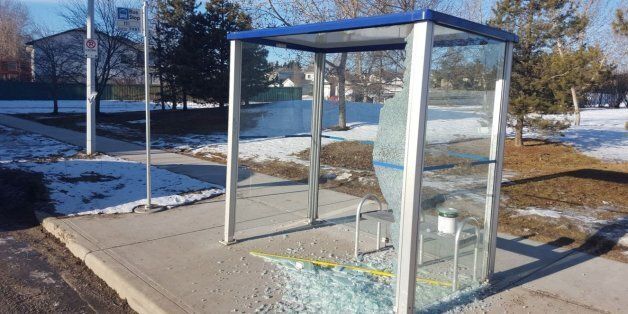 One of the Edmonton bus shelters that was destroyed in a recent string of vandalism