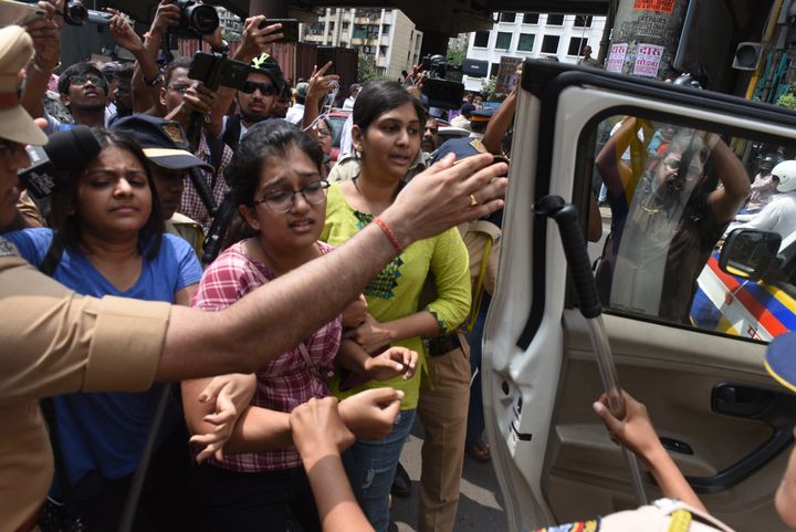 Activists forcefully evacuated from Aarey Checknaka and taken to local Police Station at Goregaon, on October 5, 2019 in Mumbai.