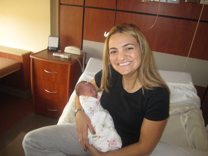 Kimberly and her older daughter on the day they met in August 2011.