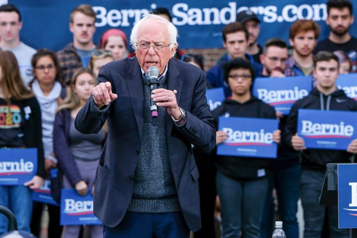 Sen. Bernie Sanders (I-Vt.) speaks to supporters in Durham, New Hampshire, on Sept. 30. Late at night the following day, the presidential hopeful went to the hospital with chest pains.