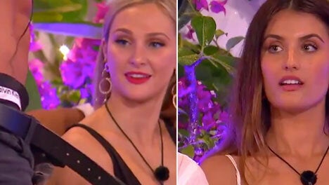 Love Island Australia's Jessie and Cartier react to Eoghan's strip dance. 