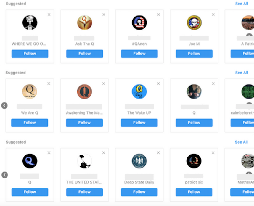 After HuffPost followed a single QAnon account, Instagram recommended dozens more.