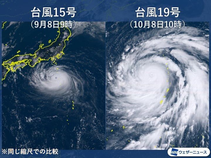 台風15号と19号の比較