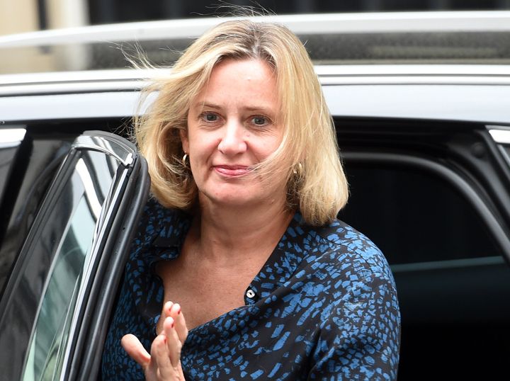 Works and Pensions Secretary Amber Rudd arriving for a meeting being held at 10 Downing Street, central London.