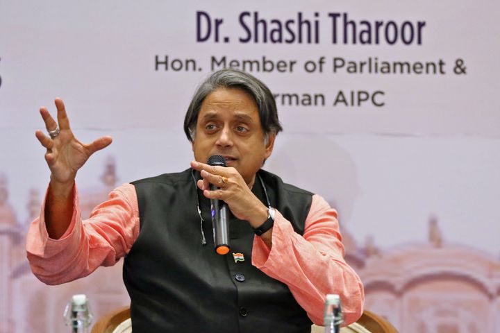 Member of Parliament & Congress Senior Leader Shashi Tharoor during a session on ' India in Crisis' organised by All India Professionals Congress, Rajasthan in Jaipur, Rajasthan,India, Thursday, Sept. 19, 2019 (Photo by Vishal Bhatnagar/NurPhoto via Getty Images)