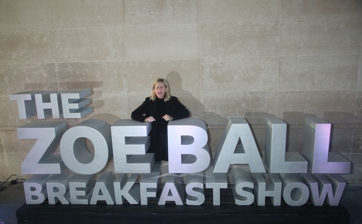 Zoe Ball outside Wogan House in London after her first morning hosting the BBC 2 Breakfast Show.