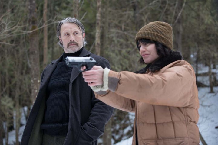 Mads Mikkelsen and Vanessa Hudgens in "Polar."