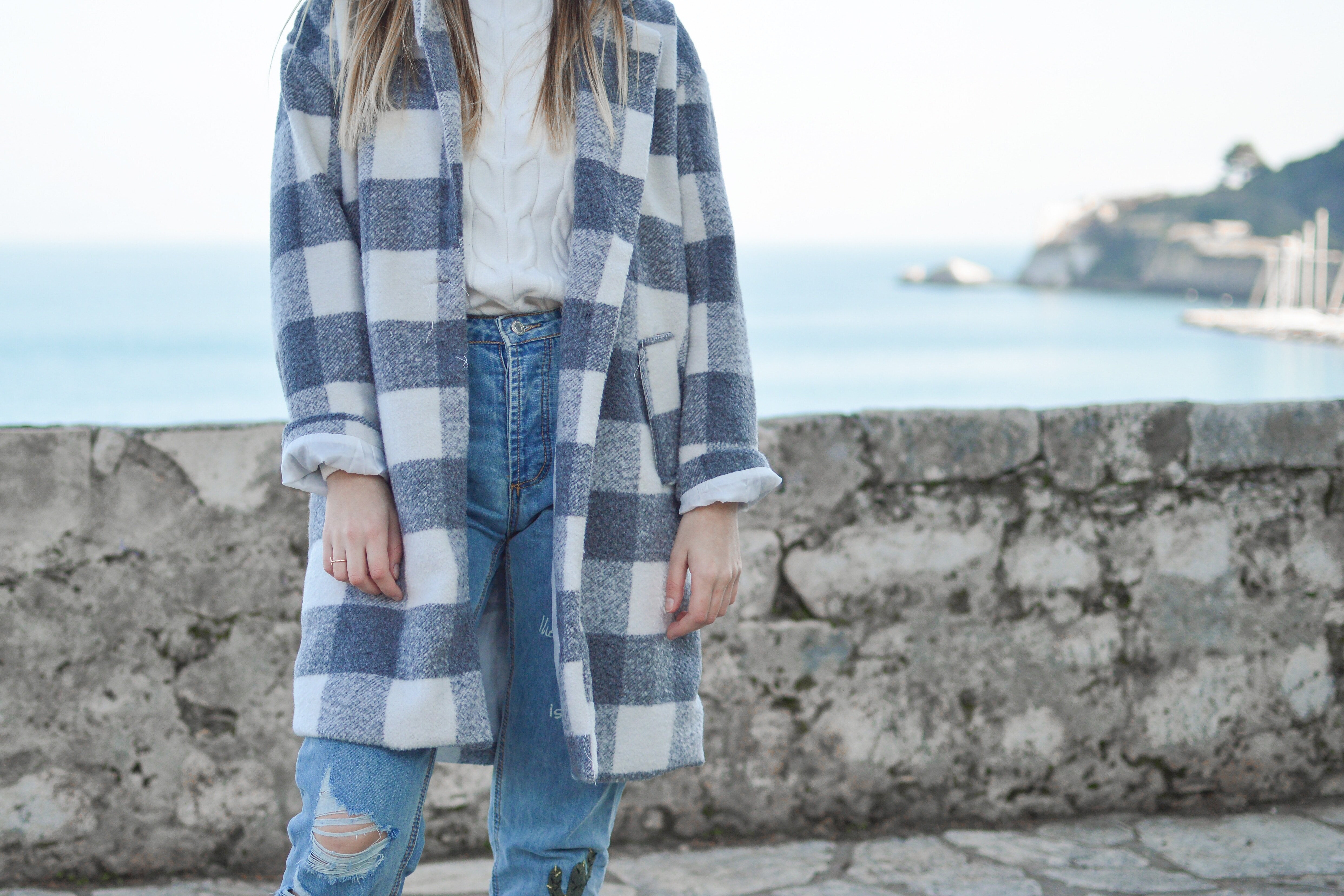 plaid blue coat