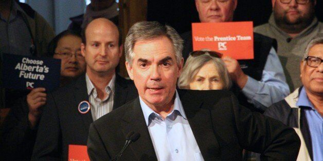 PC leader Jim Prentice at a campaign stop at the Whitemud Creek Community Centre in Edmonton.