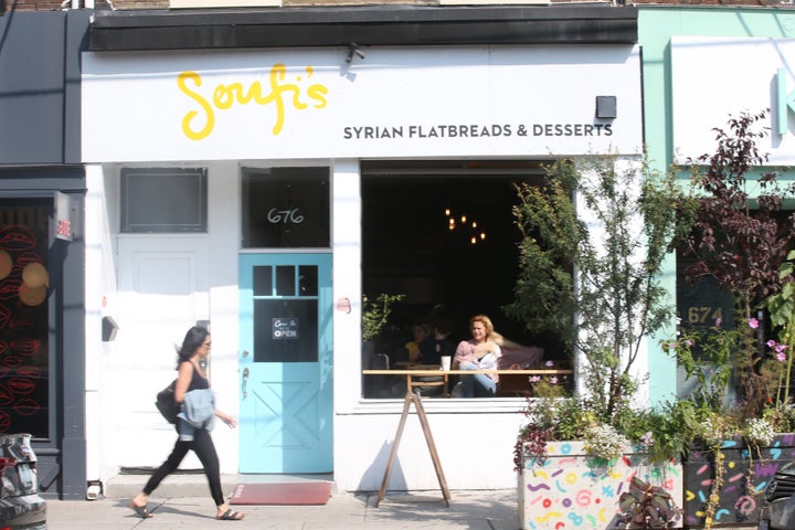 The exterior of Soufi, a Syrian restaurant in Toronto, is seen here on Queen Street West in September 2017.