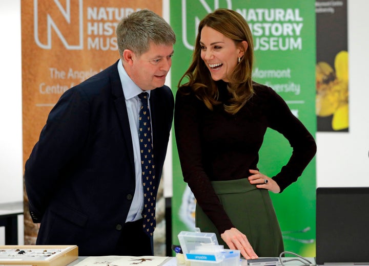 The duchess speaks with Michael Dixon, director of the Natural History Museum, during her visit.