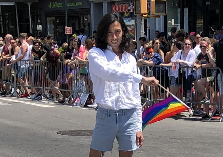 Amin Dzhabrailov celebrates World Pride in New York City in 2019.