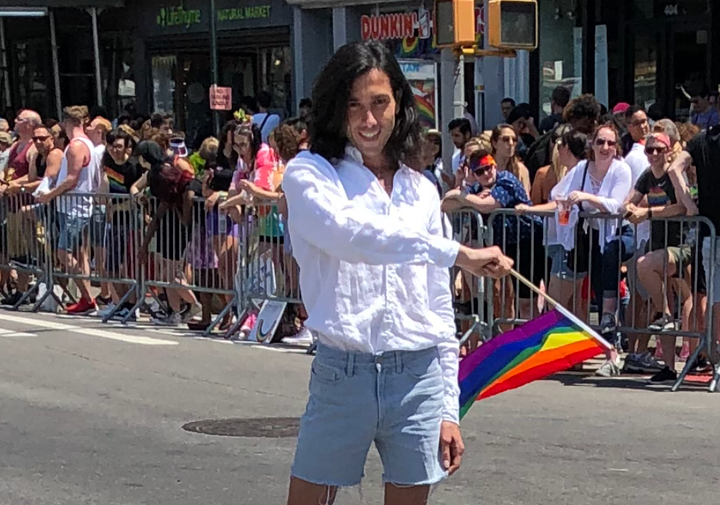 Amin Dzhabrailov celebrates World Pride in New York City in 2019.