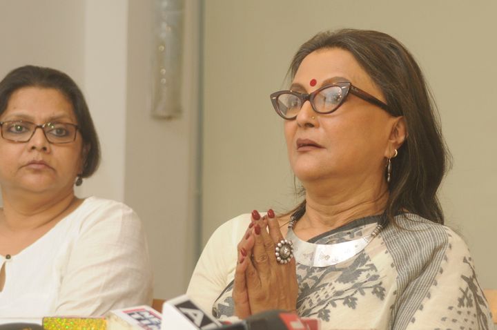 Filmmaker Aparna Sen speaks to media during a press conference.