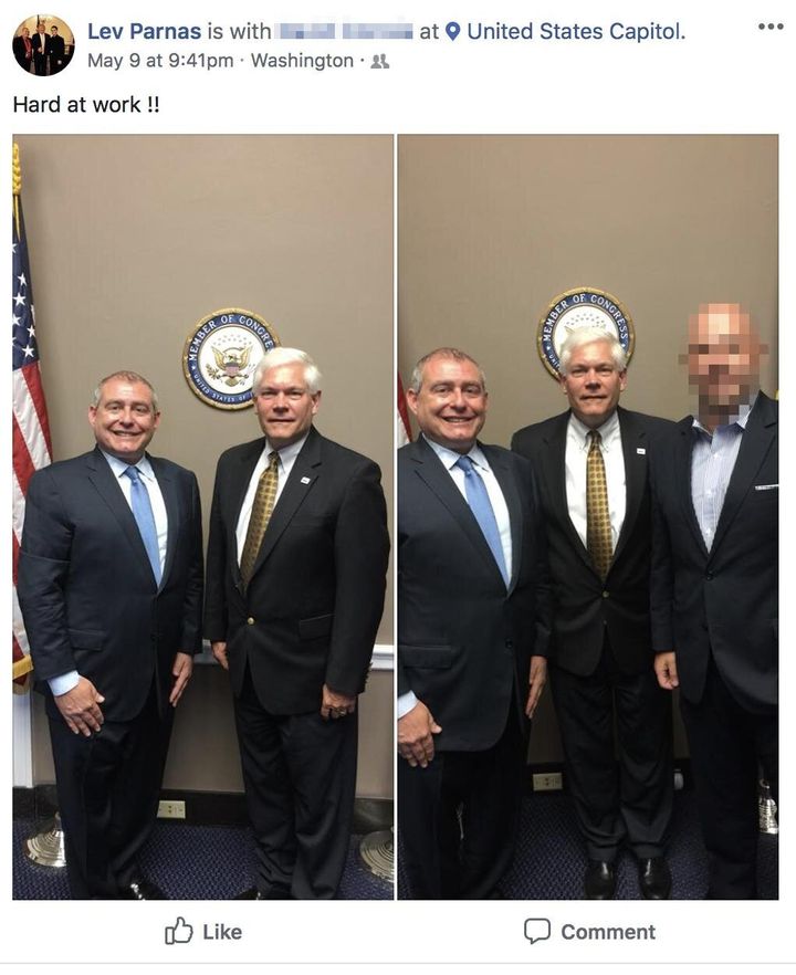 Lev Parnas meets with then-Rep. Pete Sessions (R-Texas) in May 2018.