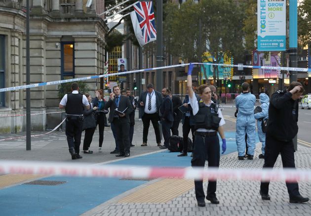 Police in Stratford, east London after a male teenager was fatally stabbed outside Stratford Broadway shortly after 3pm on Thursday.