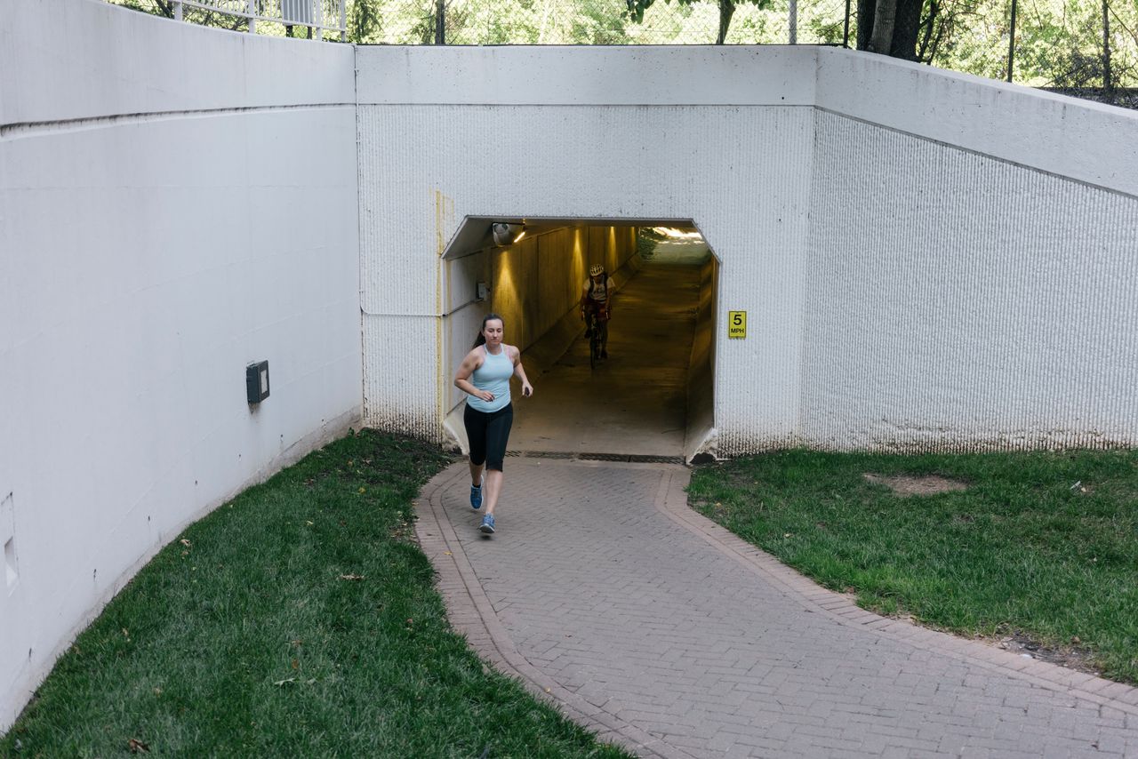 Leah Olszewski, who has been in the military since she was 22, goes for a run in Virginia.
