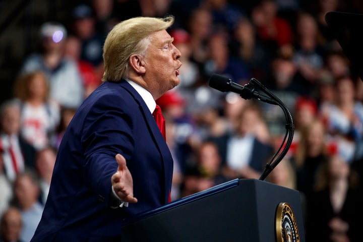 President Donald Trump at a campaign rally Thursday in Minneapolis. 