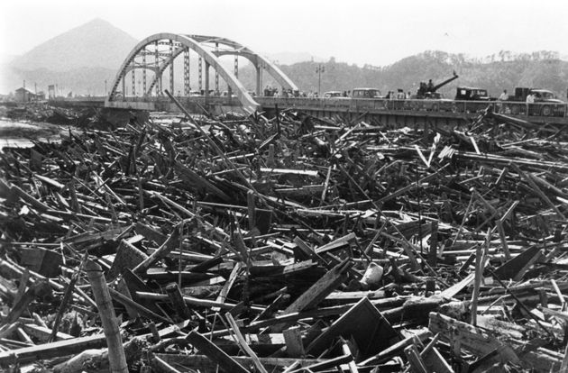 1958年9月26日、伊豆地方を襲った狩野川台風による伊豆の水害跡（静岡・伊豆）