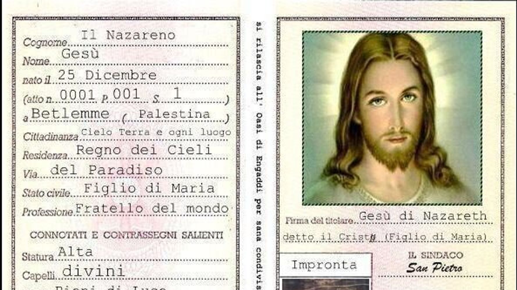 radio maria posta sui social la carta d identita di gesu statura alta e capelli divini l huffpost