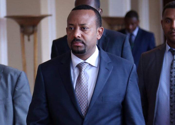 A file photo dated June 21, 2018 shows Ethiopia's Prime Minister Abiy Ahmed arriving to attend the extraordinary summit of Leaders of the Intergovernmental Authority on Development (IGAD) in Addis Ababa, Ethiopia.