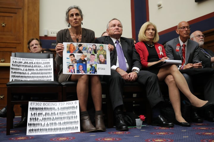 The mother of a victim of one of two Boeing jets that crashed attends a Capitol Hill hearing about the disaster.