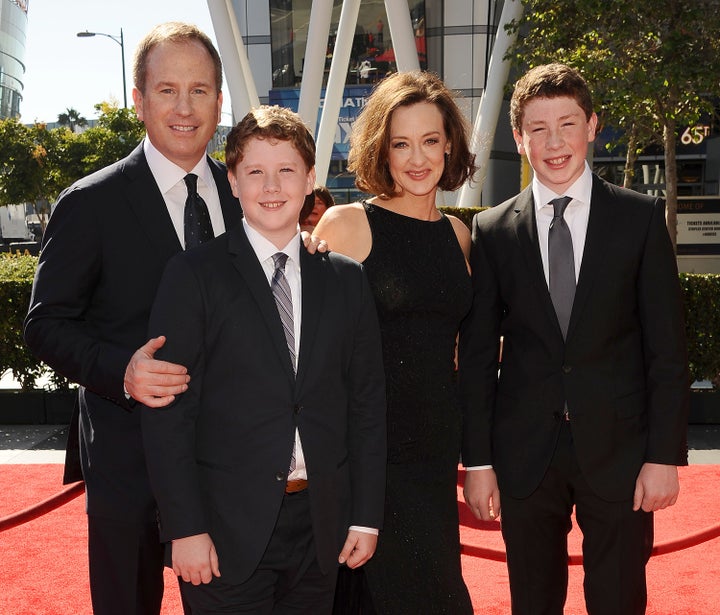 Joan Cusack and her family at the Creative Arts Emmy Awards on Sept. 15, 2013, in Los Angeles.