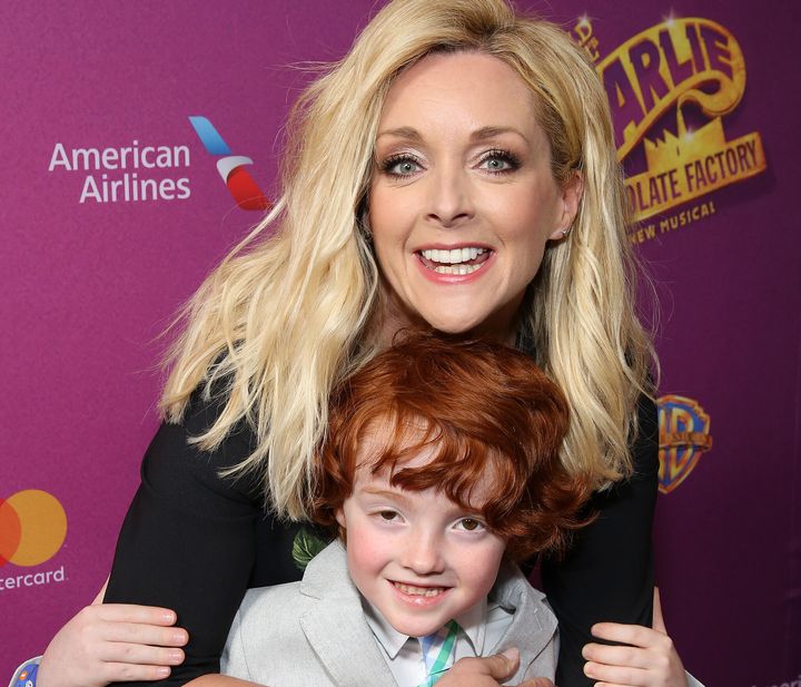 Jane Krakowski and her son attend the Broadway opening performance of "Charlie and the Chocolate Factory" at the Lunt-Fontanne Theatre on April 23, 2017, in New York City.