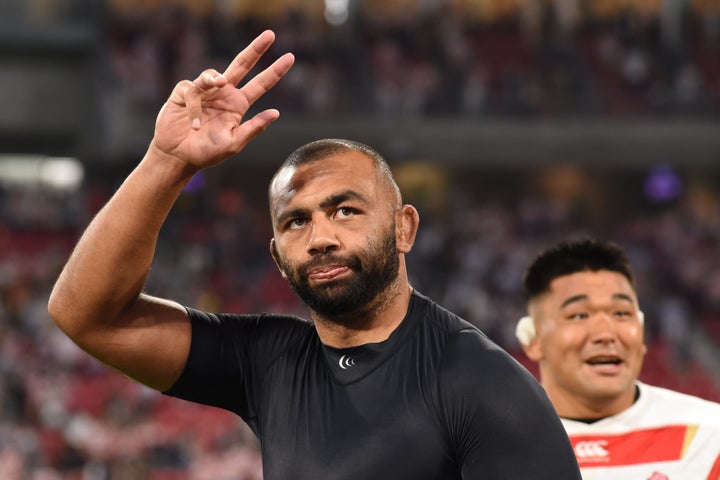 TOYOTA, JAPAN - OCTOBER 05: Michael Leitch of Japan thanks to Japanese supporters during the Rugby World Cup 2019 Group A game between Japan and Samoa at City of Toyota Stadium on October 5, 2019 in Toyota, Aichi, Japan. (Photo by Kaz Photography/Getty Images)