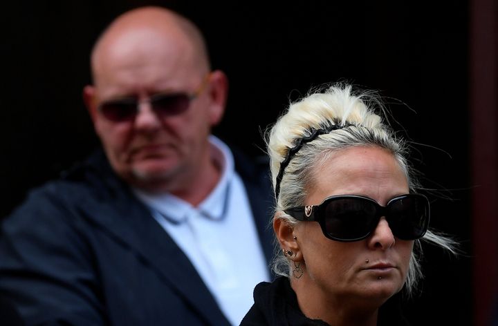 Tim Dunn and Charlotte Charles, parents of Harry Dunn, leave the Foreign and Commonwealth office in London, Britain, October 9, 2019. REUTERS/Toby Melville