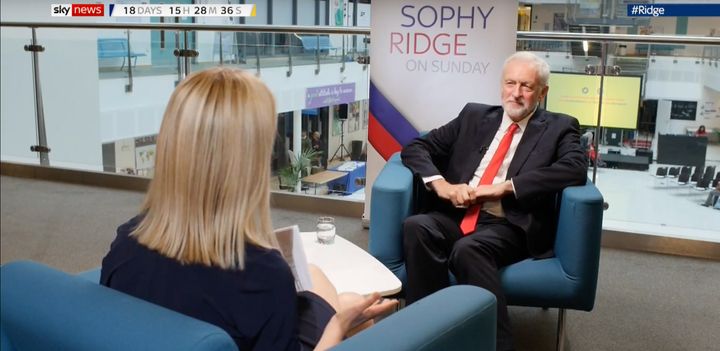 Jeremy Corbyn appearing on Sky News' Ridge On Sunday