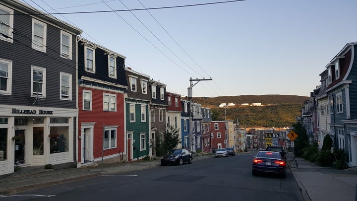 A residential area of St. John's looking down towards the harbour.