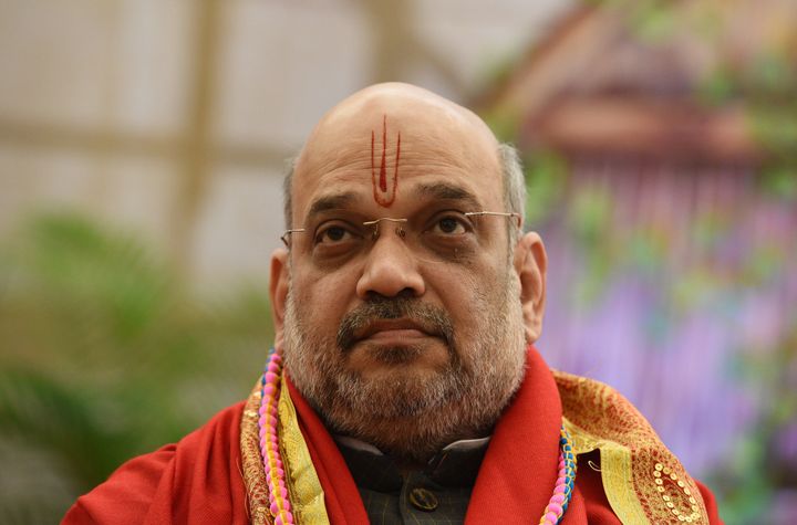 Union Home Minister Amit Shah during "Chaturved Swahakar Mahayagya" at Birla Mandir on October 12, 2019 in New Delhi.