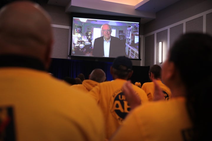 Sanders spoke to the UFCW gathering via Skype. 