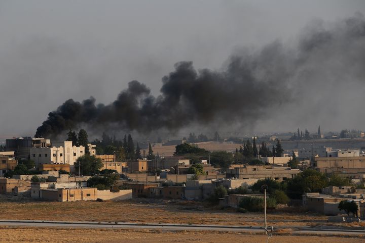 In this photo taken from the Turkish side of the border between Turkey and Syria, in Akcakale, Sanliurfa province, southeaste