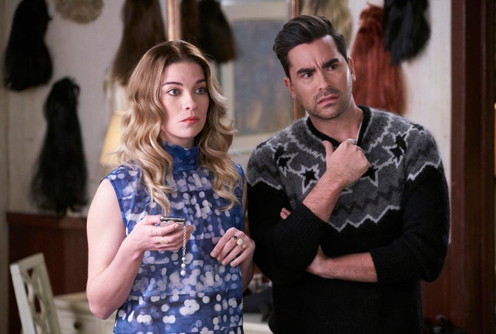 Annie Murphy and Daniel Levy in "Schitt's Creek" on Netflix.