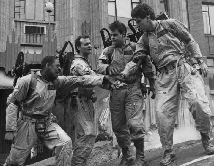 Left to right: Ernie Hudson, Bill Murray, Dan Aykroyd and Harold Ramis as paranormal investigators in Ivan Reitman's 1984 hit comedy, "Ghostbusters."